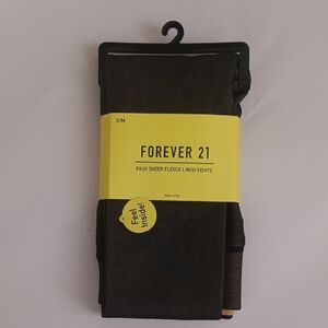 Forever 21 Black Faux Sheer Lined Tights